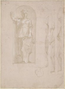 Studien für eine Figur der Minerva und andere Statuen (Studie für die Schule von Athen) von Raffaello Sanzio Raphael